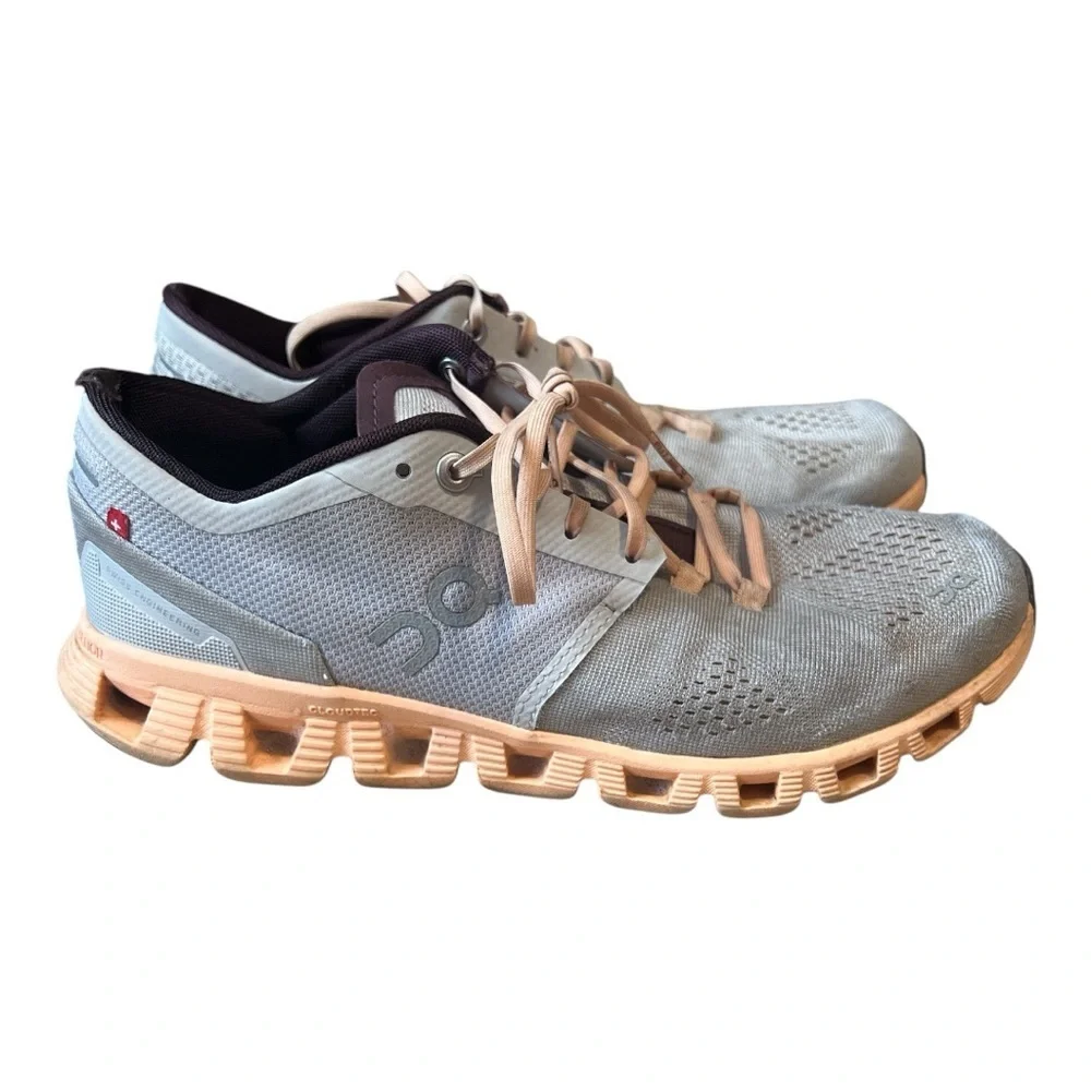 On Running‎ Womens Cloud X Textile Synthetic Trainers Silver/Almond Size 9